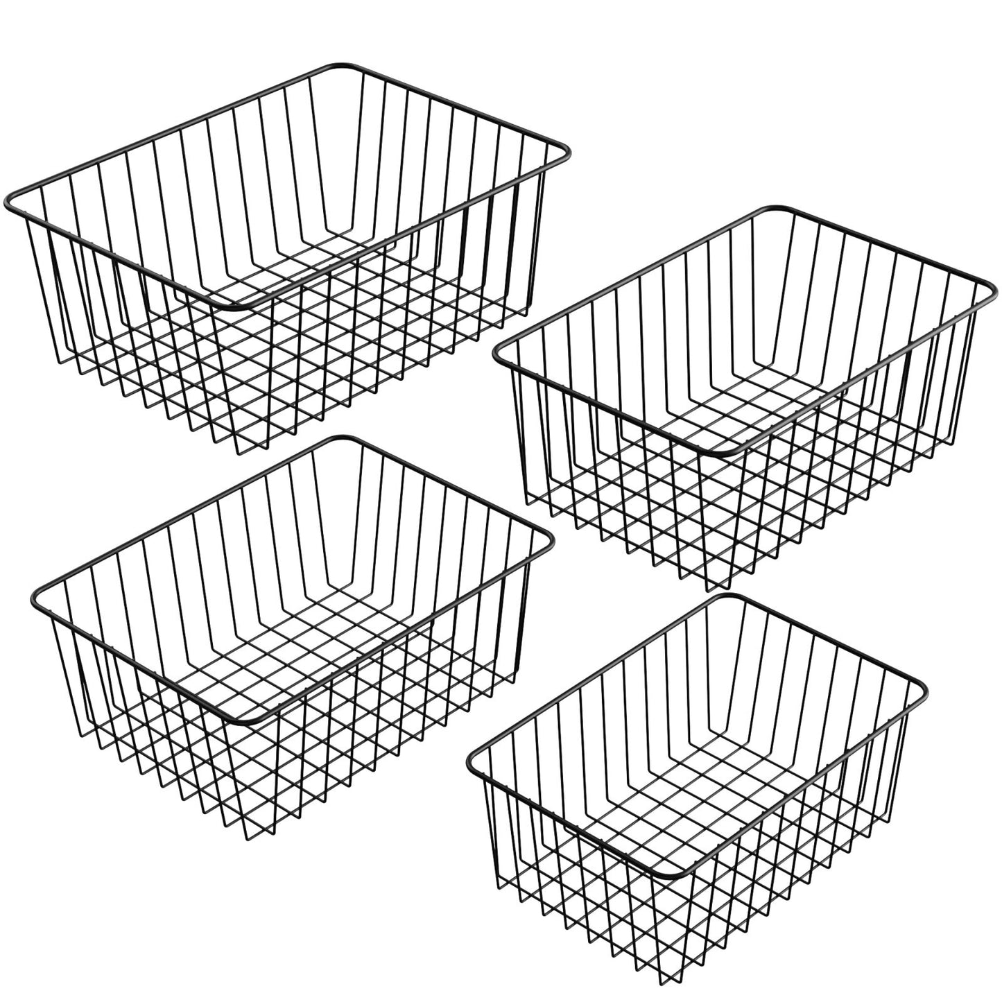 Wire Storage Baskets (2 Large, 2 Medium)