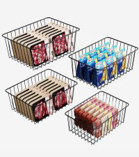 Wire Storage Baskets (2 Large, 2 Medium)