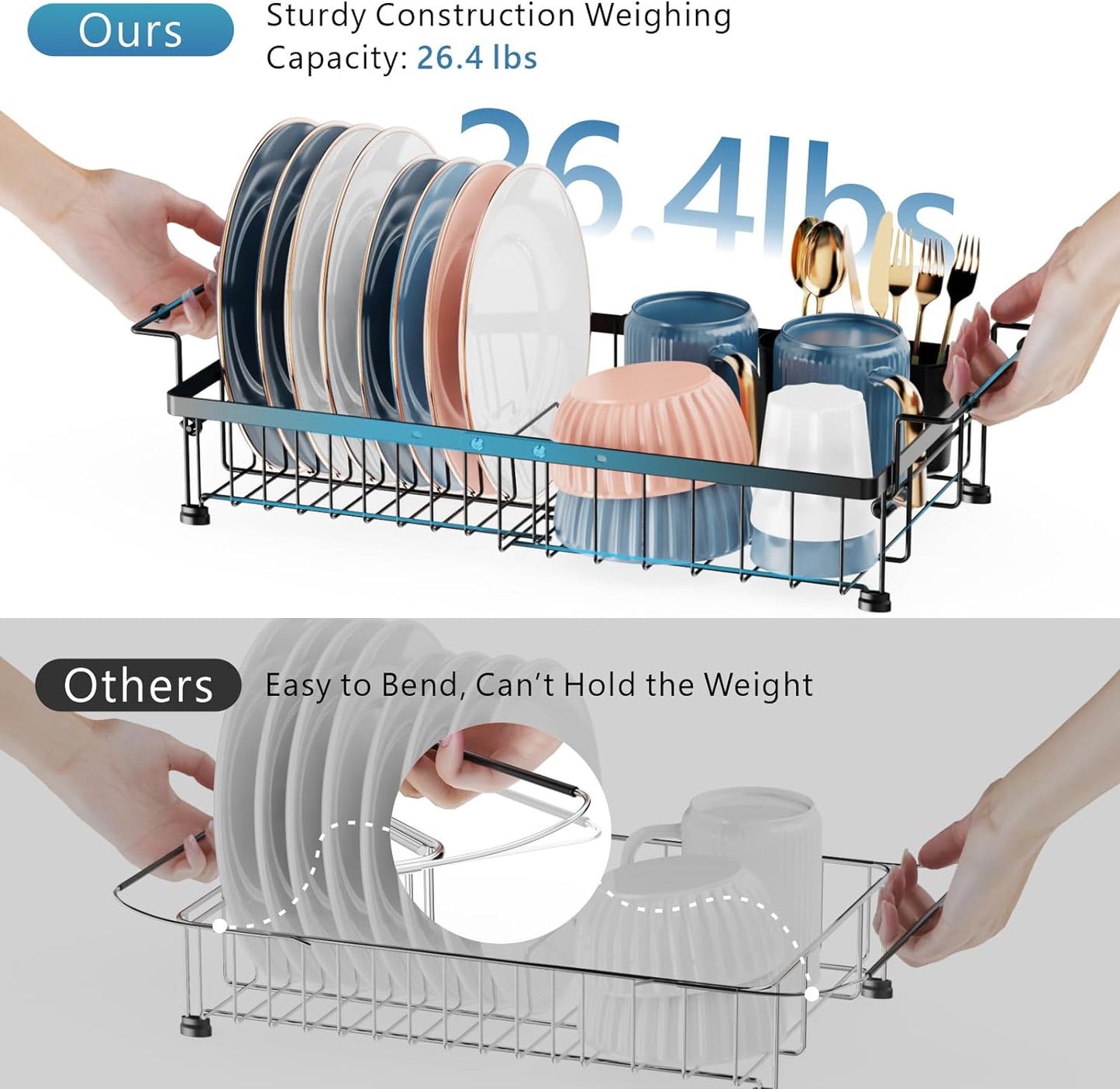 iSPECLE Sink Dish Drying Rack, With Silicone Mat