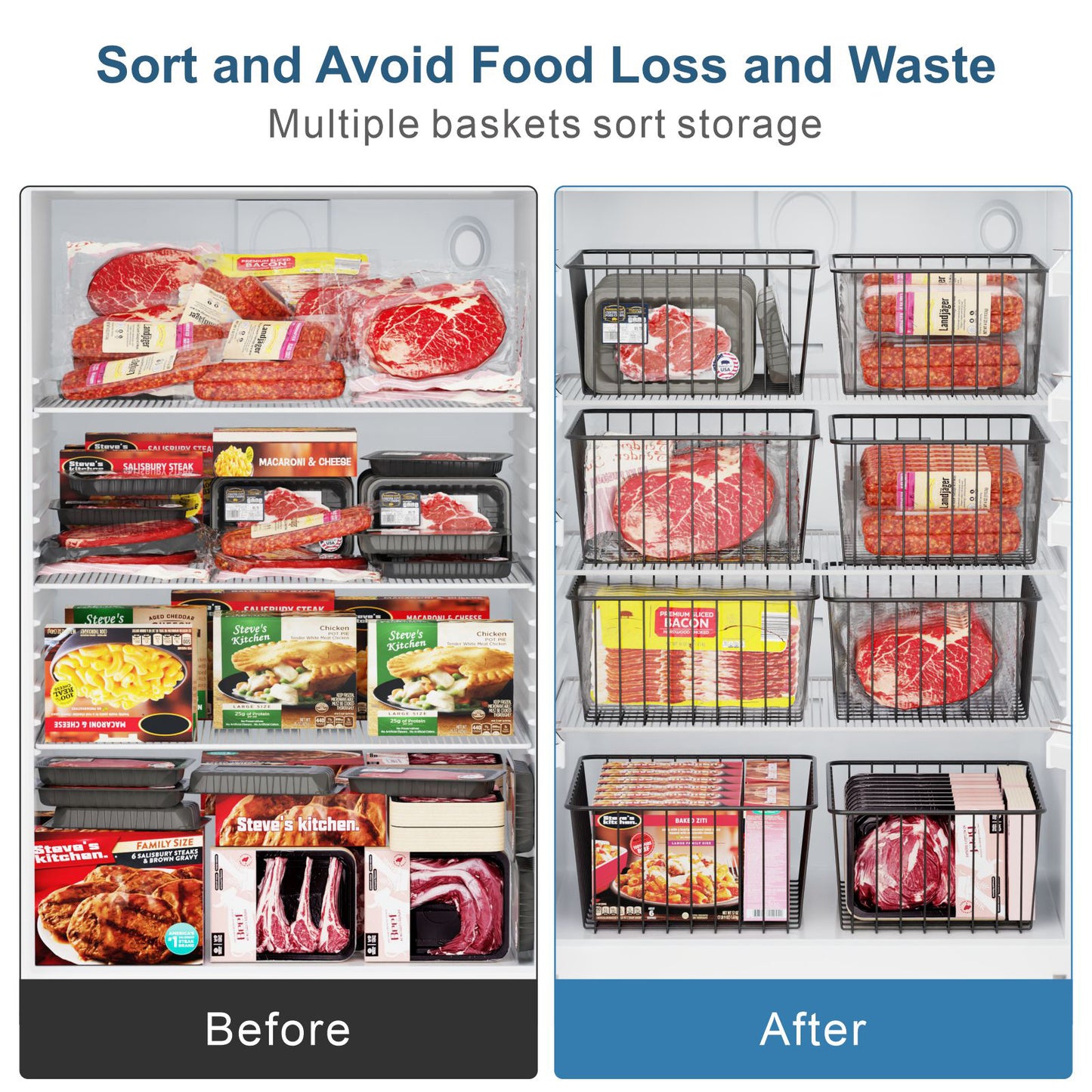 Wire Storage Baskets (2 Large, 2 Medium)