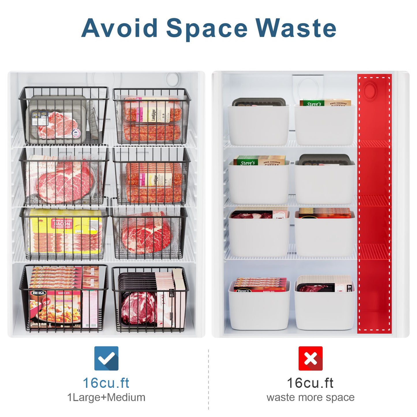 Wire Storage Baskets (2 Large, 2 Medium)