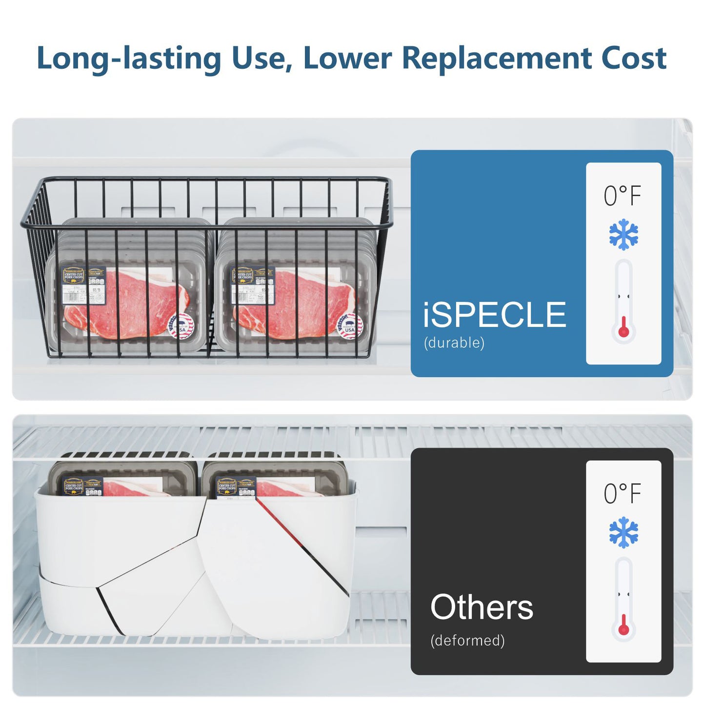 Wire Storage Baskets (2 Large, 2 Medium)