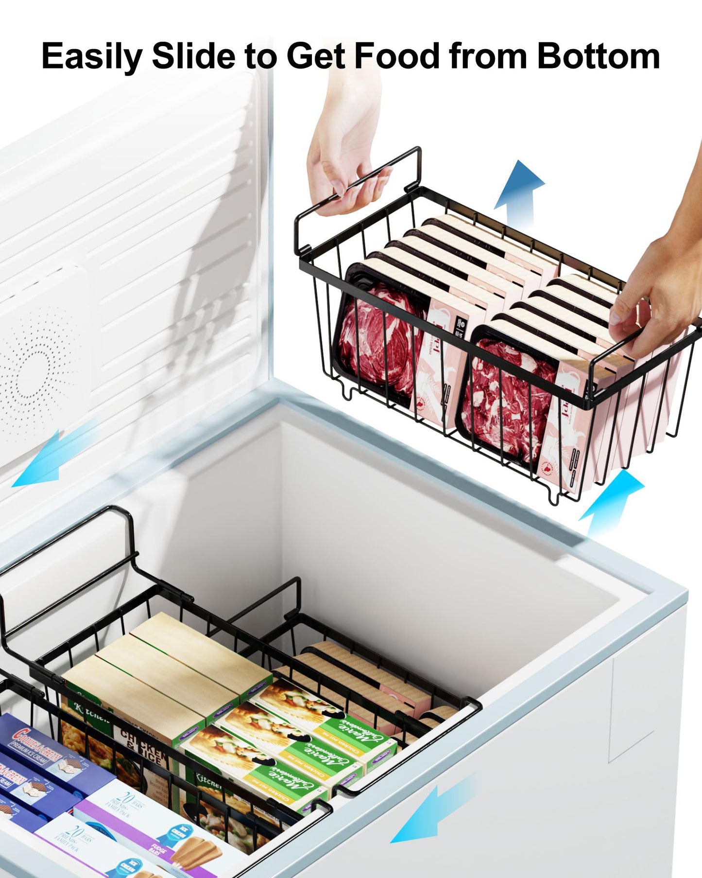 iSPECLE  Stackable and Hanging Freezer Organizer Bins (4 Pack, 5 Pack, 6 Pack)