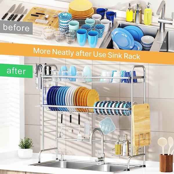 2 Tier Over the Sink Dish Drying Rack - Ispecle