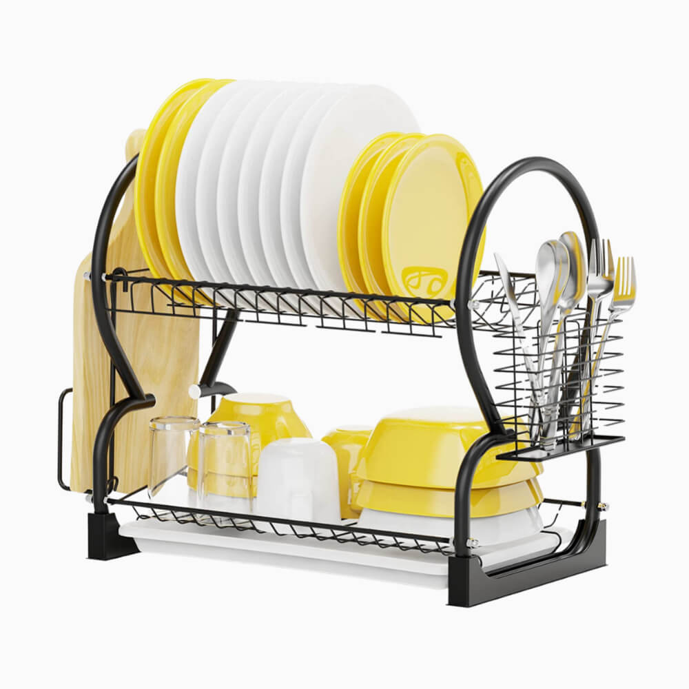 Dish Drying Rack, iSPECLE 2 Tier Dish Rack with Drainer Board with
