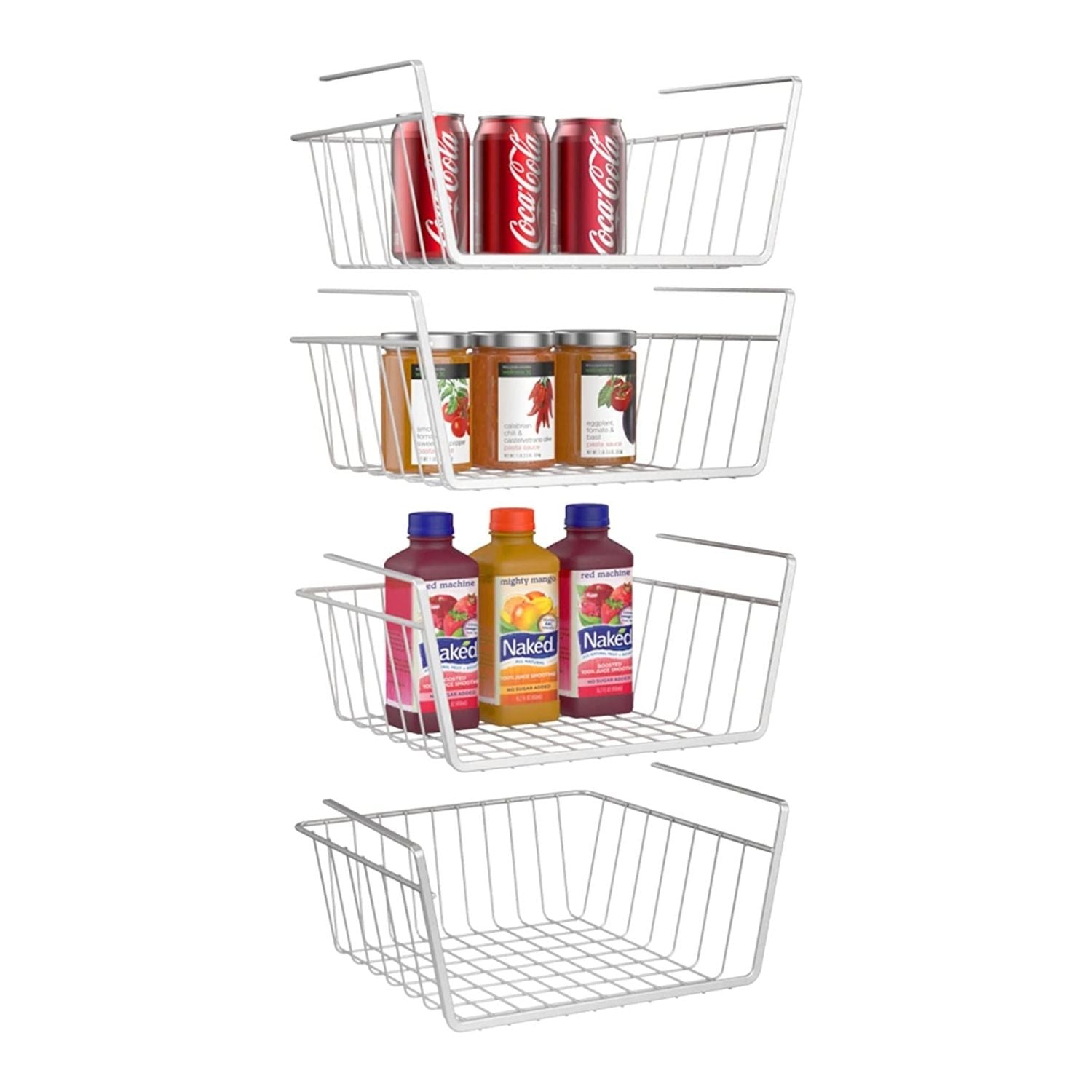 Veckle Undershelf Storage Basket, 4 Pack Under Shelf Basket Add Storage  Space Metal Under Cabinet Organizer with Coated for Kitchen Pantry Cabinet