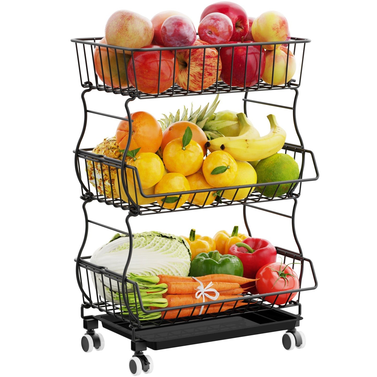 Rolling Stackable Fruit and Vegetable Storage Cart - HT07 - iSPECLE