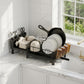 iSPECLE Sink Large Expandable Dish Drying Rack - Rust Resistant Kitchen Dish Drainer with Drainboard & Utensil Holder