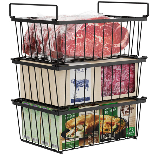 iSPECLE Chest Freezer Organizer Bins - Stackable Freezer Organizer Bins for 5 Cu.FT Freezer , with Handle Add Storage Space