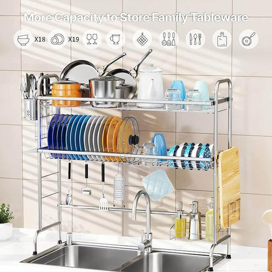 2 Tier Over the Sink Dish Drying Rack - Ispecle