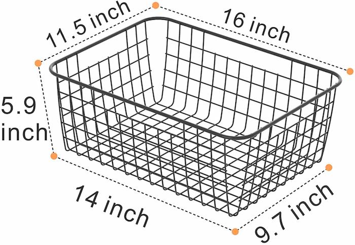 Hanging Under Shelf Storage Basket (6 Pack) - HR026, Black x 6