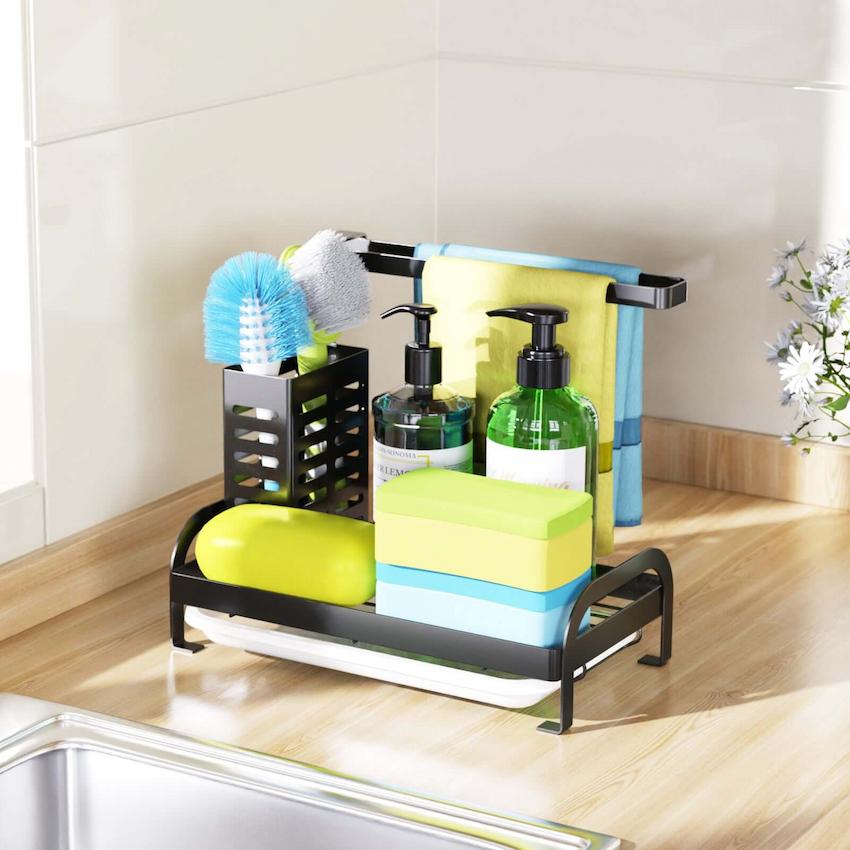 iSPECLE Sink Caddy Sponge Holder, with Removable Drain Tray