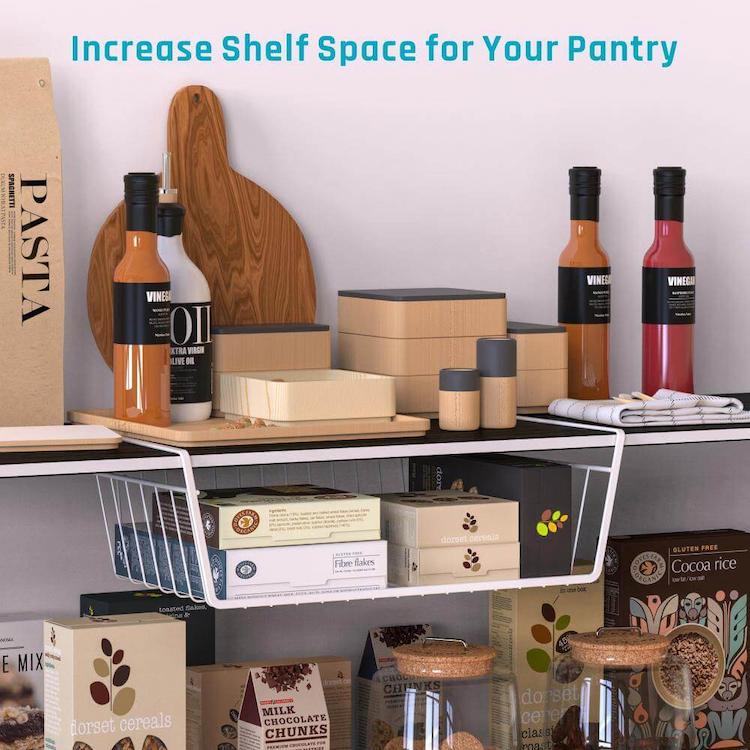 How To Use Under Shelf Baskets To Double Your Kitchen Cabinet Storage Space