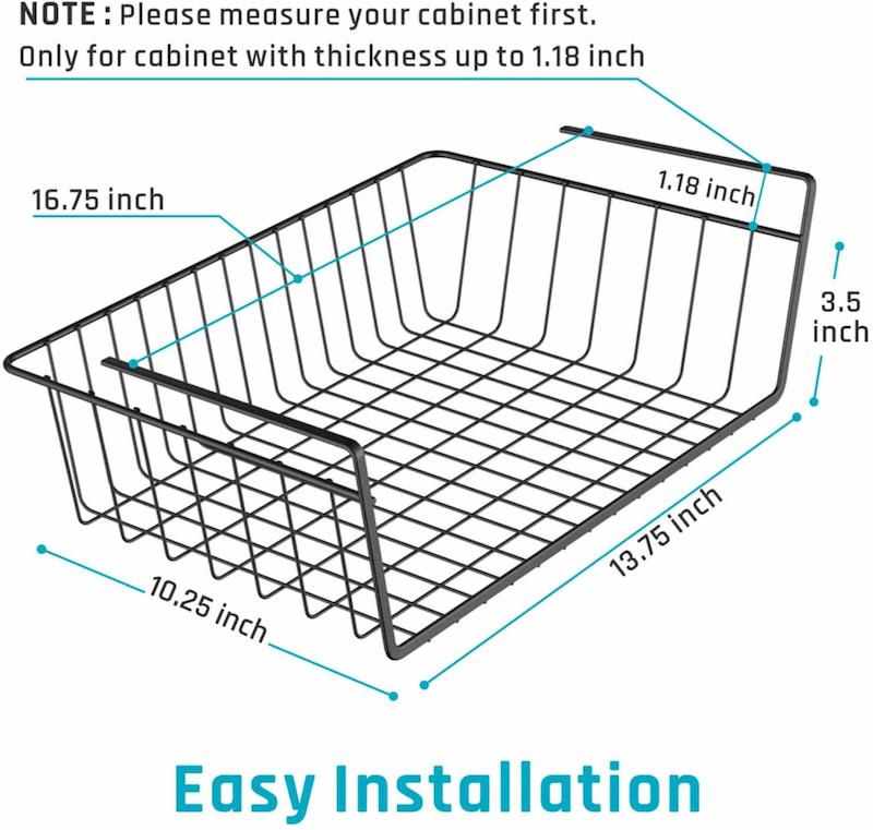 Under Shelf Hanging Basket,White Under Shelf Storage Basket,Metal