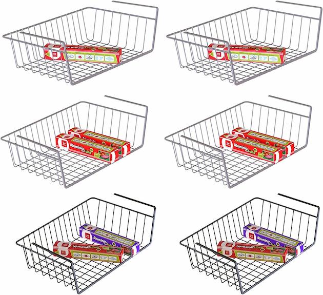 Cesta de almacenamiento colgante debajo del estante (paquete de 6) - HR026