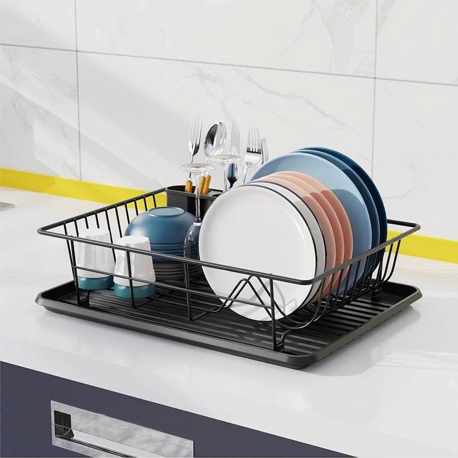 iSPECLE HP08 Stainless Steel Dish Drying Rack, Black