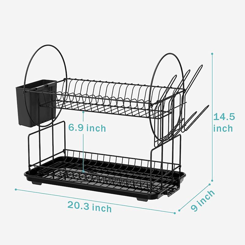 iSPECLE HP08 Stainless Steel Dish Drying Rack, Black