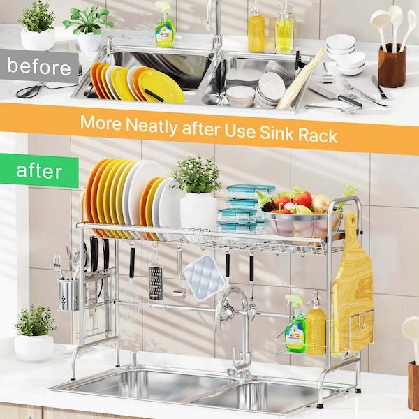 SHCKE 201 Stainless Steel Over Sink Dish Drying Rack Save More