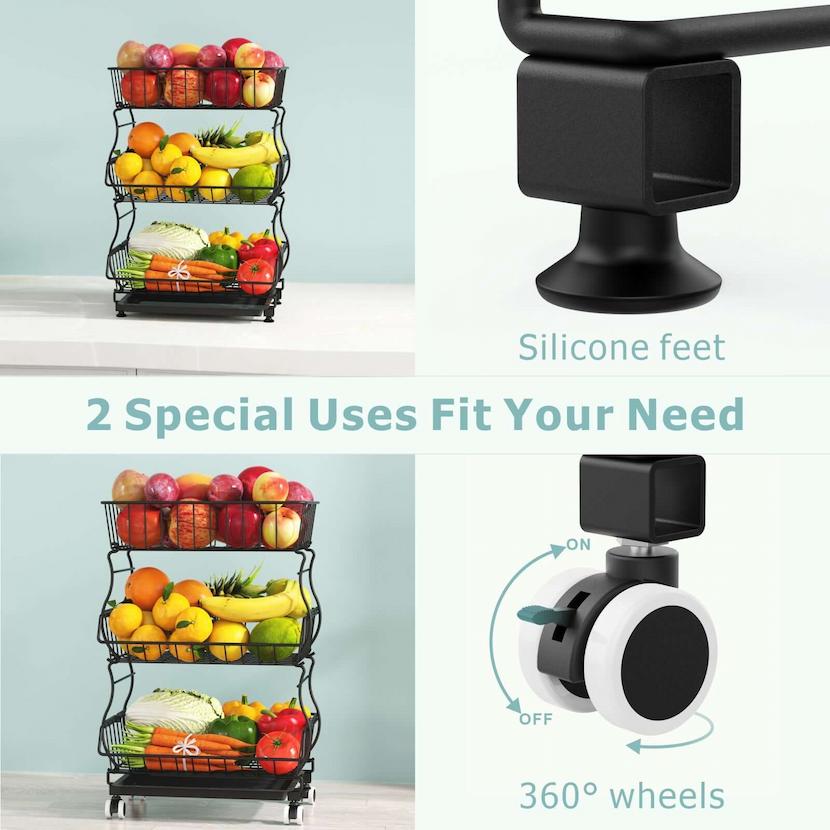 Rolling Stackable Fruit and Vegetable Storage Cart - HT07 - iSPECLE