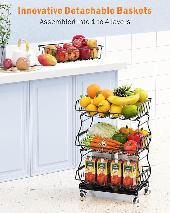 Rolling Stackable Fruit and Vegetable Storage Cart - HT08 - iSPECLE