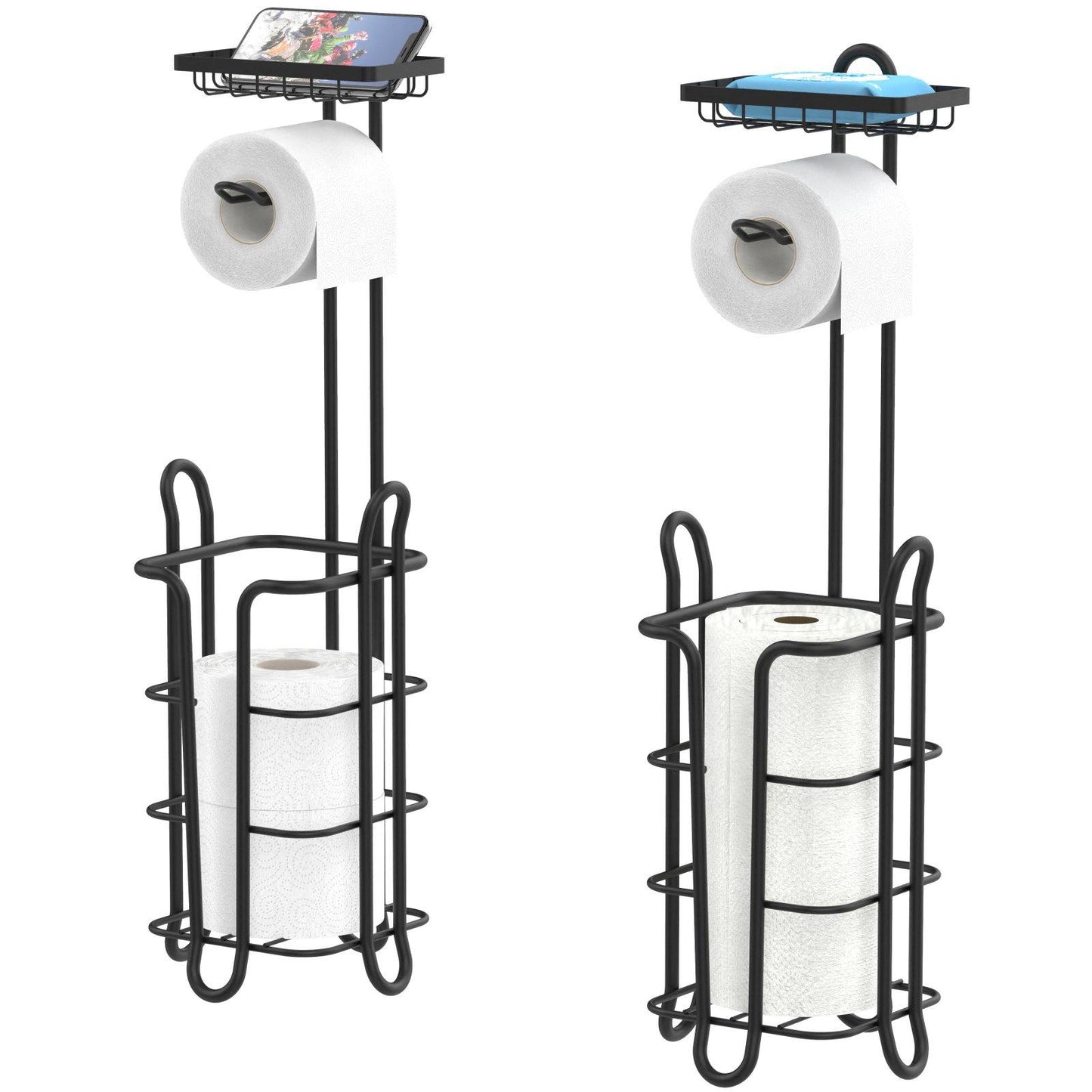 2 in 1 Toilet Paper Holder Stand Cabinet and Reserve - 7.2'L x 7.2