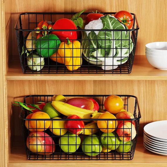 Hanging Under Cabinet Shelf Basket (4 Pack) - HR014, White-4 Packs